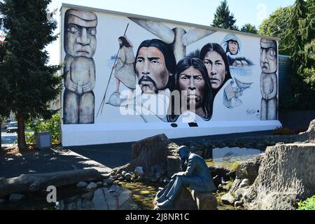Wandgemälde von Chemainus BC, Kanada Stockfoto