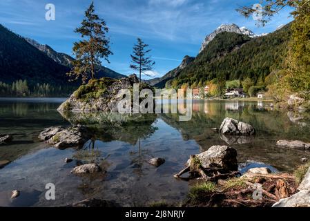 Die berühmtesten Orte in Bayern, Deutschland und Österreich, Berge, Seen und Wasserfälle Stockfoto