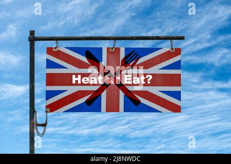 Lebenshaltungskosten, steigende Brennstoffe, Nahrungsmittel, Strom, Gas, Preise, Großbritannien... Konzept Stockfoto