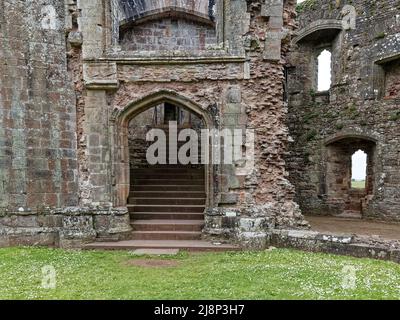 Raglan Castle, South Wales, Großbritannien Stockfoto