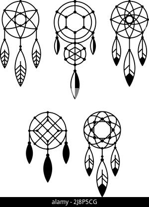 „Dream Catcher“-Icon-Set. Vektorgrafik. Stock Vektor