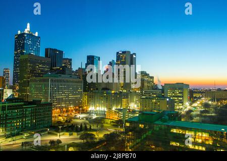 Am frühen Morgen über Dallas, Texas Stockfoto