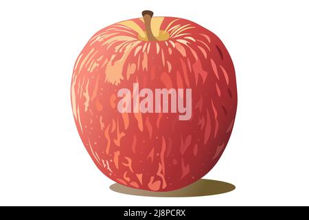 Roter Apfel in Streifen, auf weißem Hintergrund. Stock Vektor