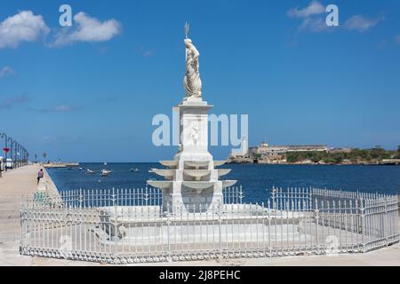 Fuente de Neptuno (Neptunbrunnen) an der Avenue Del Puerto, Alt-Havanna, Havanna, La Habana, Republik Kuba Stockfoto