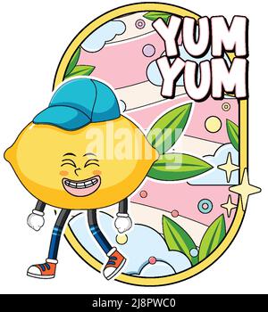 Zitrone Cartoon Comic-Stil Illustration Stock Vektor