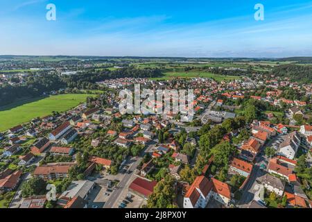 Blick aus der Vogelperspektive auf Schongau am Lech Stockfoto