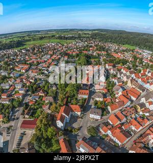 Blick aus der Vogelperspektive auf Schongau am Lech Stockfoto