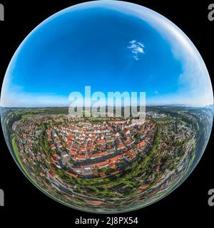 Blick aus der Vogelperspektive auf Schongau am Lech Stockfoto