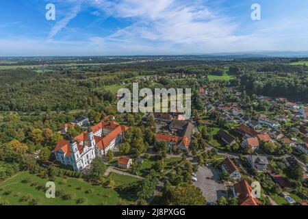 Luftaufnahme nach Irsee bei Kaufbeuren Stockfoto