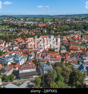 Luftaufnahme nach Kempten, Zentralstadt im Allgäu Stockfoto