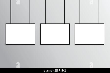 Poster mockup schwarzen Rahmen in A4 Größe Landschaft Ausrichtung Stock Vektor