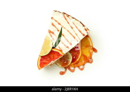 Stück Meringue Pie mit Zitrusfrüchten, Nahaufnahme Stockfoto