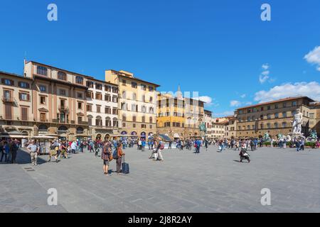 Blick auf die Piazza della Signoria in Florenz Stockfoto