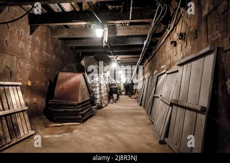 Moskau, Russland - 25. Oktober 2017: Tunnel am Bunker-42, anti-nukleare U-Werk in 1956 gebaut als post-Befehl der strategischen nuklearen Streitkräfte der Stockfoto