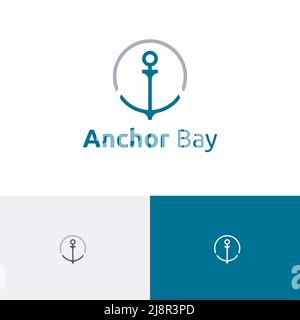 Circle Anchor Ship Sea Ocean Tour Abenteuer Nautisches Monoline Logo Stock Vektor