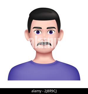 Grafik 3D Avatar. Mann mit Schnurrbart. Vektorgrafik Stock Vektor
