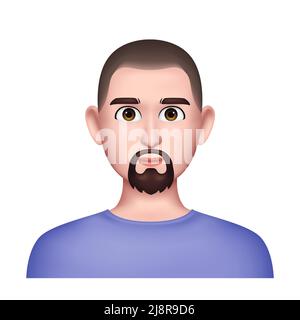 Grafik 3D Hochformat. Mann mit Bart. Gesicht Avatar. Vektorgrafik Stock Vektor