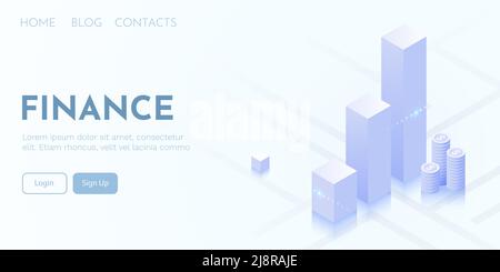 Konzept der Finanzanalyse. Candlestick Chart Trading. Vorlage für Geschäftsanwendungen. Vorlage für Landing-Page. Stock Vektor