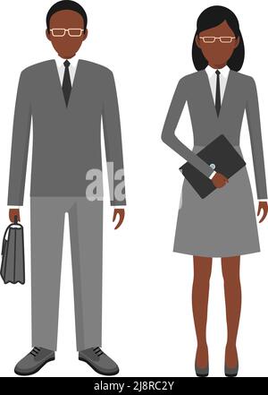 Geschäftsleute. afroamerikanischer Mann und Frau im flachen Stil Stock Vektor