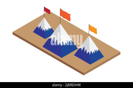 Der Erfolg der Bergflagge ist isometrisch Stock Vektor