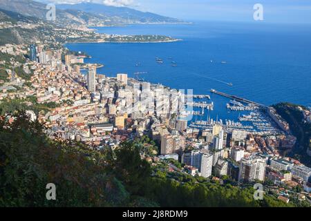 Monte Carlo, Monaco, 8. November 2019: Luftpanorama von Port Herkules und Monet Carlo. Quelle: Vuk Valcic / Alamy Stockfoto