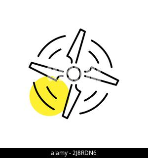 Drone Propeller Draufsicht mit rotierenden Blättern. Pixel Perfect Line Art-Symbol Stock Vektor