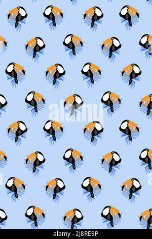 Nahtloses Muster mit handgezeichneten Tukan einfache textile Hintergrund tropischen exotischen Vogel mit großen Schnabel Spaß Kinder Geschenkpapier Vektor Illustration Stock Vektor