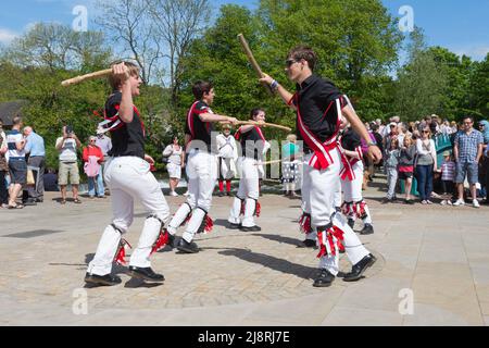 Fool's Gambit Morris-Team bei Bakewell Stockfoto