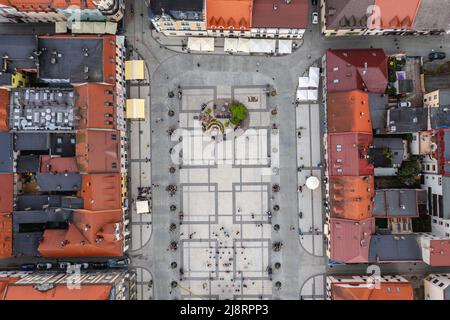 Marktplatz der Altstadt von Pszczyna Stadt in Schlesien Region von Polen Stockfoto