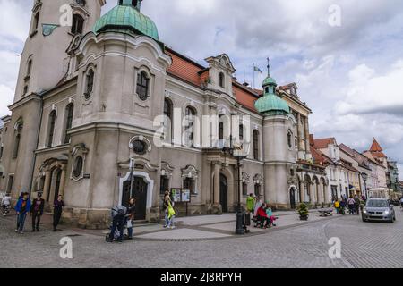 Evangelische Kirche in der Altstadt von Pszczyna Stadt in Schlesien in Polen Stockfoto