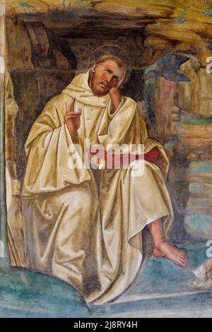 Storie di San Benedetto - particolare da “ Il Santo supera la tentazione “ - affresco - Sodoma - 1505 - Monte Oliveto Maggiore (Si) ,Italia, Abbaz Stockfoto