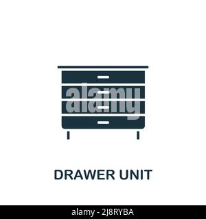 Symbol für die Schubladeneinheit. Monochrom einfaches Interieur Möbel Symbol für Vorlagen, Web-Design und Infografiken Stock Vektor