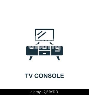 Symbol für die TV-Konsole. Monochrom einfaches Interieur Möbel Symbol für Vorlagen, Web-Design und Infografiken Stock Vektor