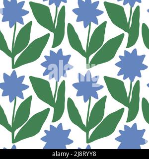 Muster aus modernen exotischen Blumen. Kreative Collage modernes florales Nahtloses Muster. Modeschablone mit Blumen und Blättern für Textilien, Bedruckung, cl Stockfoto
