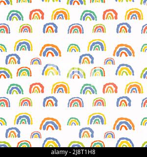 Nahtloses Oberflächenmuster. Digitaler farbenfroher Regenbogendruck. Wiederhole das Muster mit mehrfarbigem Regenbogen. Rainbow Sky Hintergrund im Boho-Stil. Drucken mit r Stockfoto