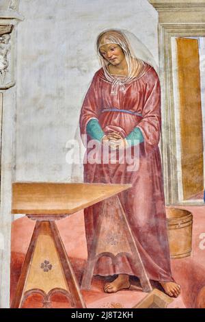 Storie di San Benedetto -particolare da “ Il Santo risalda il capistero rotto “ - affresco - Sodoma - 1505 - Monte Oliveto Maggiore (Si) ,Italia, Stockfoto