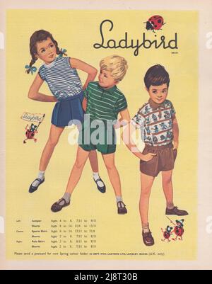 Marienkäfer Kinderkleidung Kinderkleidung Vintage Werbespot Papier-Werbespot Stockfoto