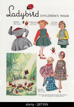 Marienkäfer Kinderkleidung Kinderkleidung Vintage Werbespot Papier-Werbespot Stockfoto