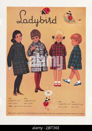 Marienkäfer Kinderkleidung Kinderkleidung Vintage Werbespot Papier-Werbespot Stockfoto