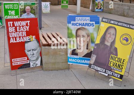 Politische Plakate auf Katoomba in den Blue Mountains von Australien Stockfoto