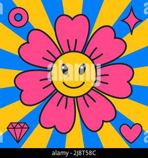 Cartoon Vektor lustig niedlich Comic-Figuren, saure Blume Stock Vektor