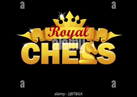 Vektor-Logo Königliches Schach für Spiel. Goldenes LOGO Stock Vektor