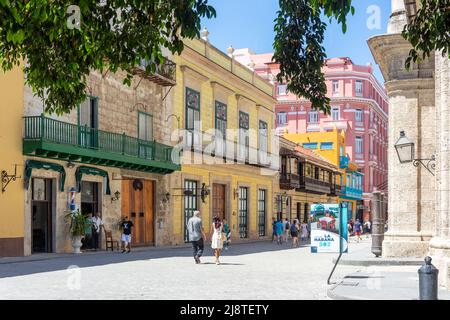 Obispo Straße von der Plaza de Armas, Alt-Havanna, Havanna, La Habana, Republik Kuba Stockfoto