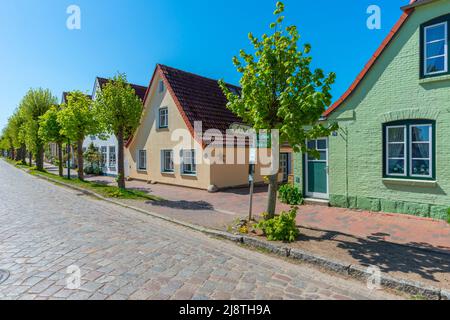 Häuser´s lange Straße, Arnis am Schleifjord, Deutschlands kleinste Stadt mit rund 300 Einwohnern, Schleswig-Holstein, Norddeutschland, Europa Stockfoto