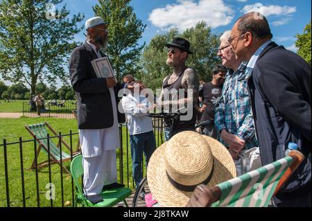 London, 13/08/2017: Predicatore islamico - islamischer Prediger - Speakers Corner, Hyde Park. © Andrea Sabbadini Stockfoto