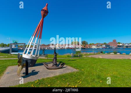 Kleinstadt Kappeln am Schleifjord, Panoramablick über den Fjord, Schleswig-Holstein, Norddeutschland, Europa Stockfoto