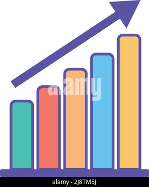 Symbol für aufsteigende Grafik. Balkendiagramm und Pfeilvektoren. Bearbeitbarer Vektor. Stock Vektor