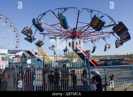 PALÄSTINA, Jenin, Menschen genießen einen Jahrmarkt nach Ende des Ramadan / PALÄSTINA, Jenin, Jahrmarkt Freuden nach dem Ende des Ramadan Fastenmonat Stockfoto