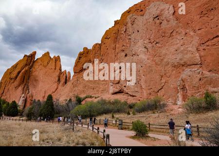 Der unglaublich tolle Garden of the Gods ist ein unverzichtbarer Zwischenstopp, wenn Sie durch Colorado Springs, Colorado, reisen Stockfoto