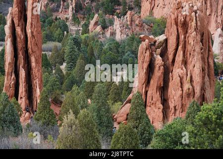 Der unglaublich tolle Garden of the Gods ist ein unverzichtbarer Zwischenstopp, wenn Sie durch Colorado Springs, Colorado, reisen Stockfoto